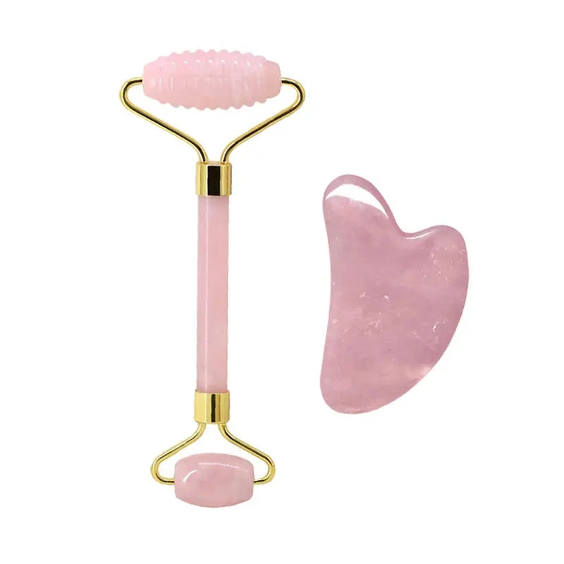 Rose Quartz Jade Roller & Gua Sha Set