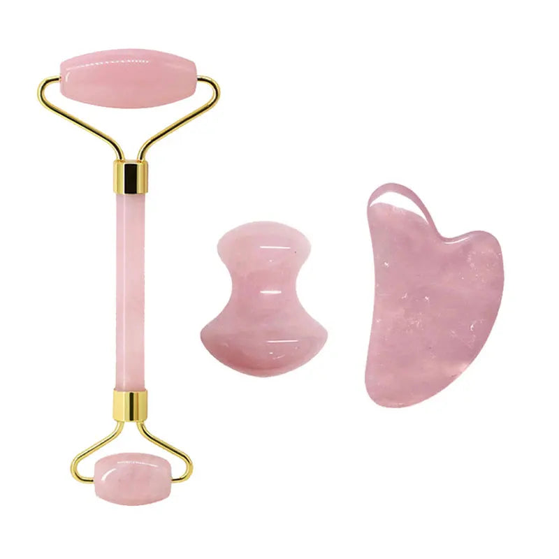 Rose Quartz Jade Roller & Gua Sha Set