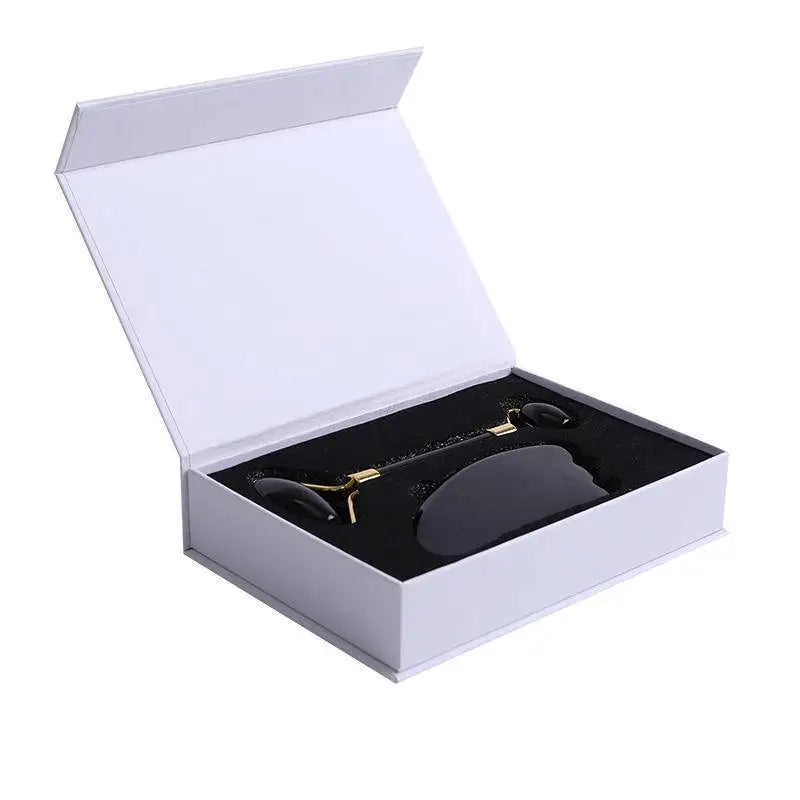Jade Gua Sha & Obsidian Facial Roller Set