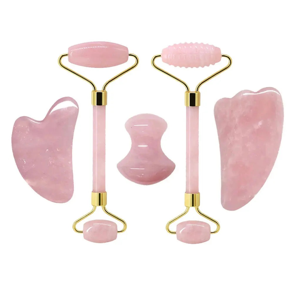 Rose Quartz Jade Roller & Gua Sha Set