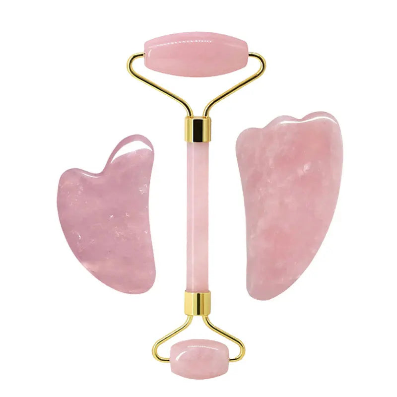 Rose Quartz Jade Roller & Gua Sha Set