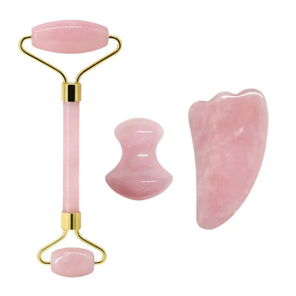 Rose Quartz Jade Roller & Gua Sha Set