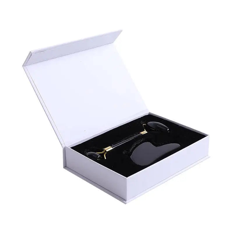 Jade Gua Sha & Obsidian Facial Roller Set