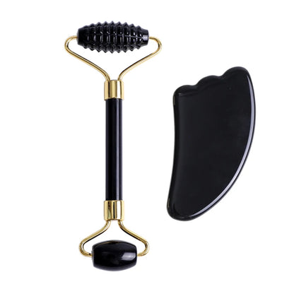 Natural Obsidian Face Roller & Gua Sha Set