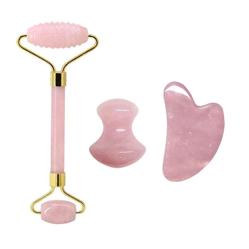 Rose Quartz Jade Roller & Gua Sha Set