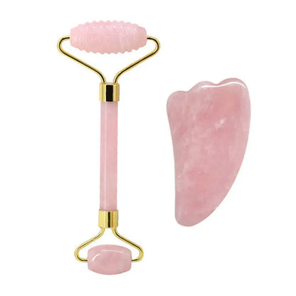 Rose Quartz Jade Roller & Gua Sha Set