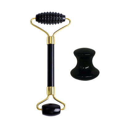 Natural Obsidian Face Roller & Gua Sha Set