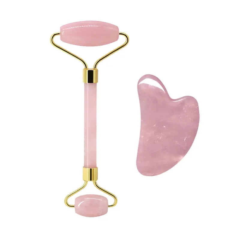 Rose Quartz Jade Roller & Gua Sha Set