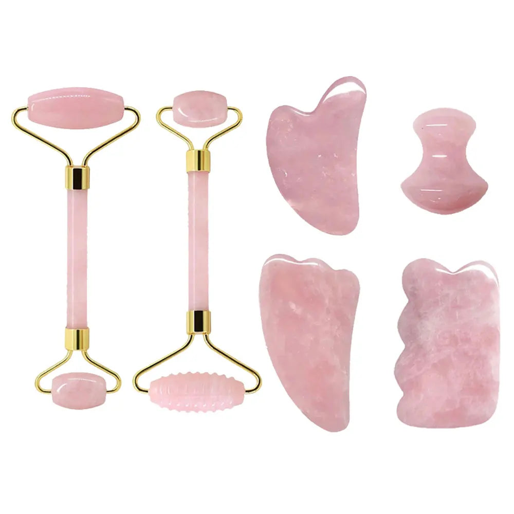 Rose Quartz Jade Roller & Gua Sha Set