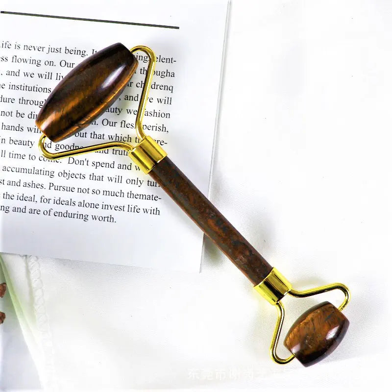 Natural Tiger Eye Gua Sha & Jade Roller Set