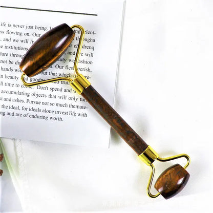 Natural Tiger Eye Gua Sha & Jade Roller Set