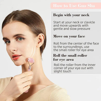 Rose Quartz Jade Roller & Gua Sha Set