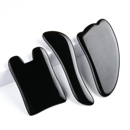 3PCS Black Obsidian Gua Sha & Jade Roller Set