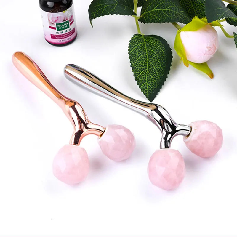 3D Rose Quartz Jade Roller