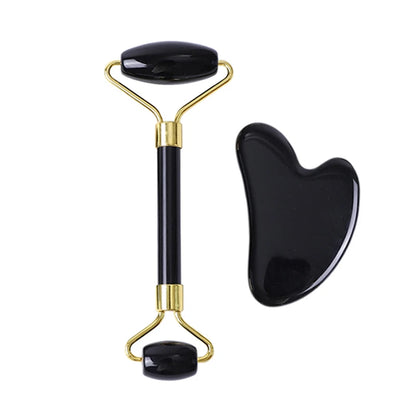 Natural Obsidian Face Roller & Gua Sha Set
