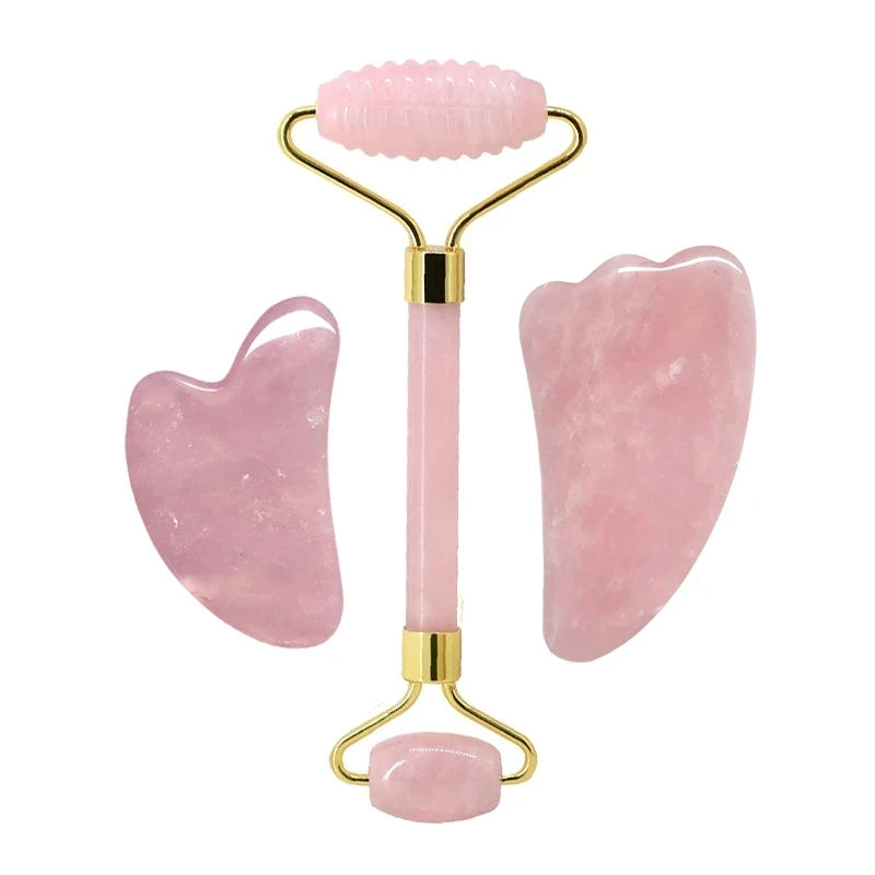 Rose Quartz Jade Roller & Gua Sha Set