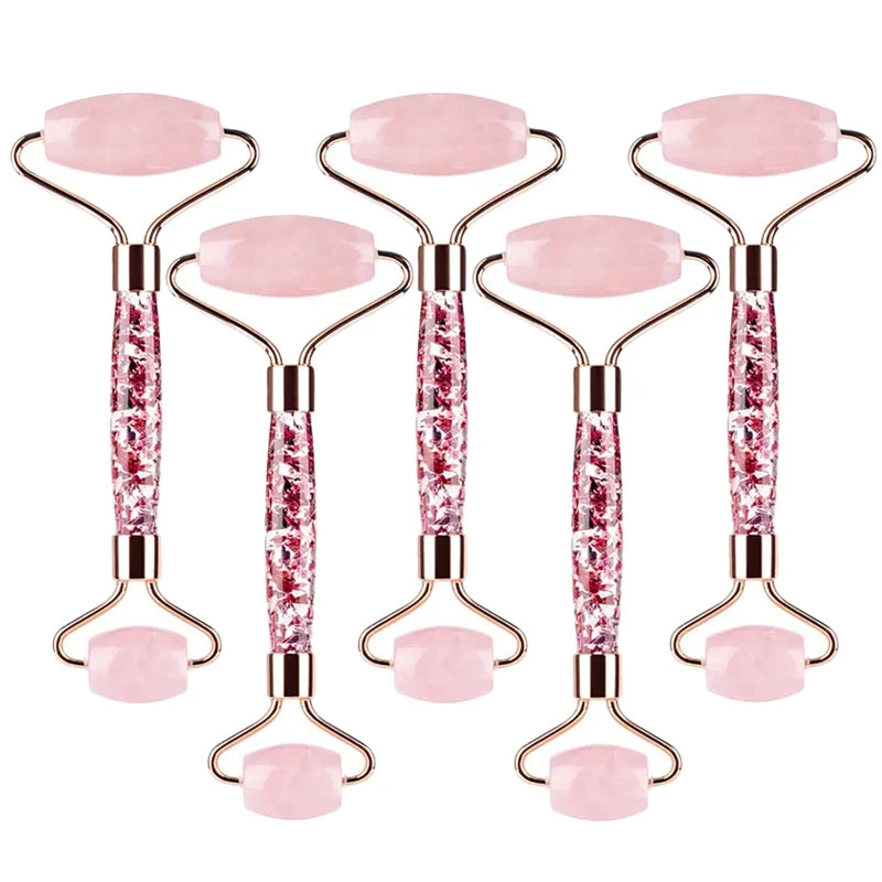 5PCS Natural Jade & Quartz Facial Roller Set