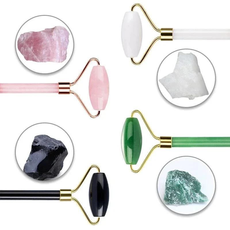 5PCS Natural Jade & Quartz Facial Roller Set
