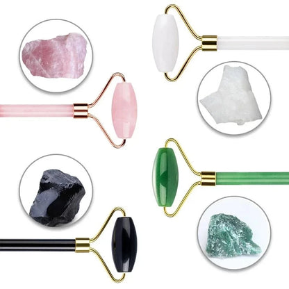 5PCS Natural Jade & Quartz Facial Roller Set
