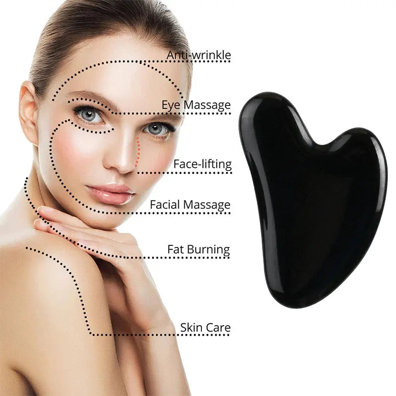 3PCS Black Obsidian Gua Sha & Jade Roller Set