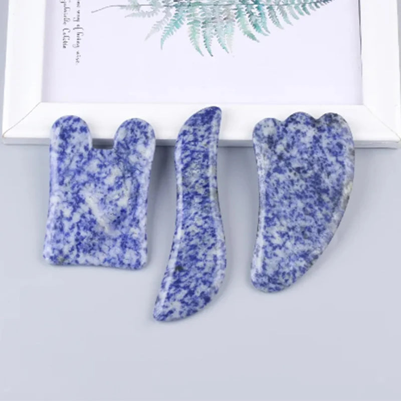 Natural Blue White Dot Jade Gua Sha Scraper