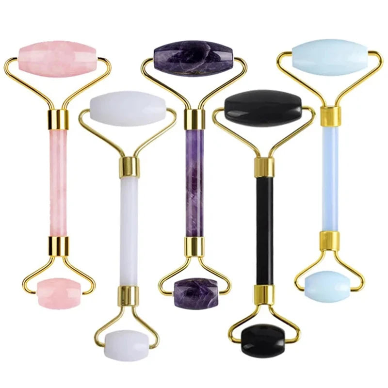 5PCS Natural Jade & Quartz Facial Roller Set