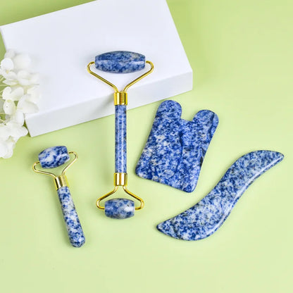 Natural Blue White Dot Jade Gua Sha Scraper