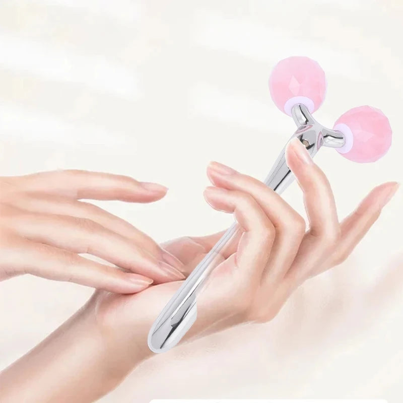 3D Rose Quartz Jade Roller