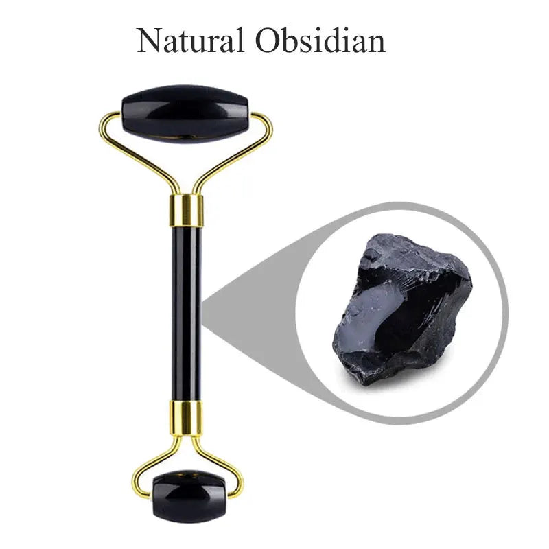 3PCS Black Obsidian Gua Sha & Jade Roller Set
