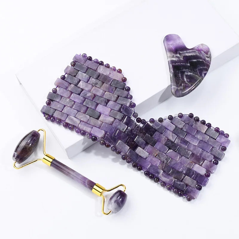Cold Therapy Amethyst Eye Mask & Jade Roller Gua Sha Set