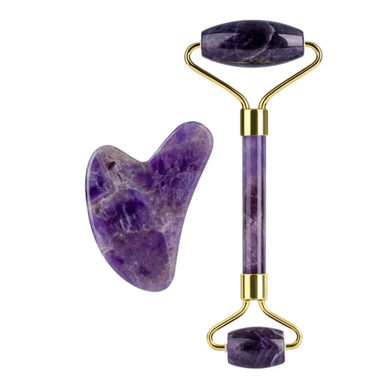 Natural Amethyst Jade Roller & Gua Sha Set