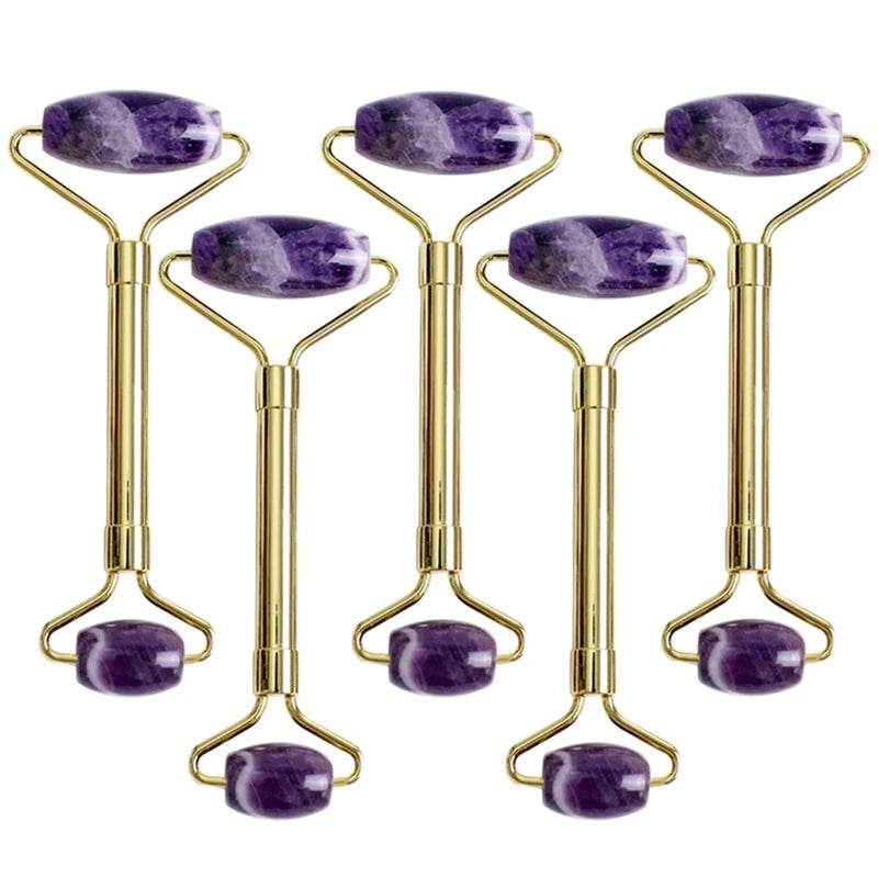 5PCS Natural Jade & Quartz Facial Roller Set