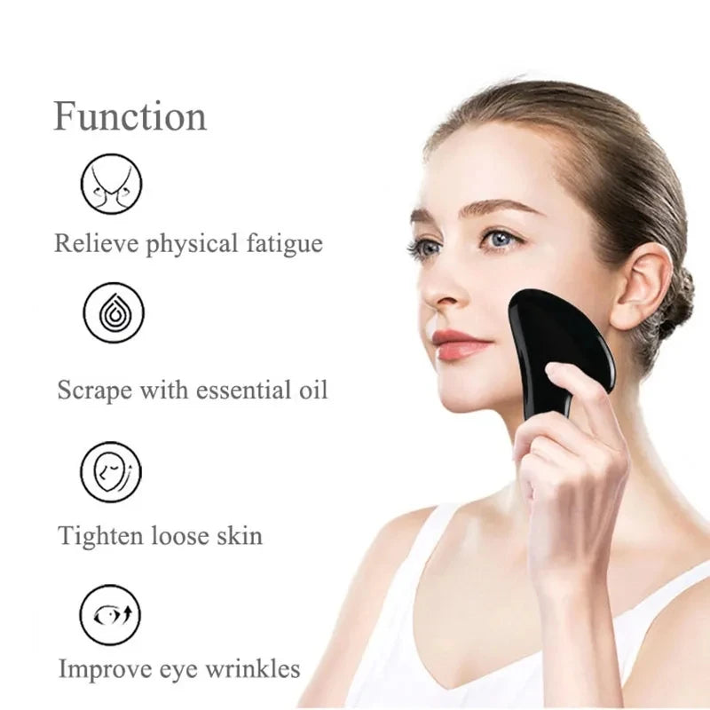 Natural Obsidian Face Roller & Gua Sha Set