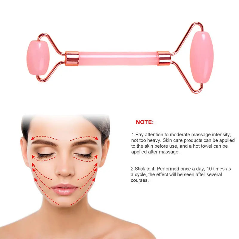 Natural Pink Resin Jade Roller & Gua Sha Set