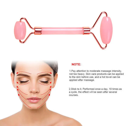 Natural Pink Resin Jade Roller & Gua Sha Set