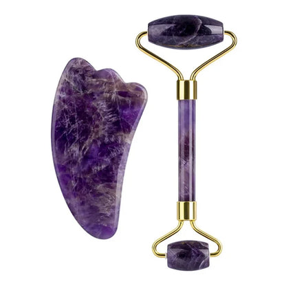 Natural Amethyst Jade Roller & Gua Sha Set