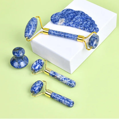 Natural Blue White Dot Jade Gua Sha Scraper