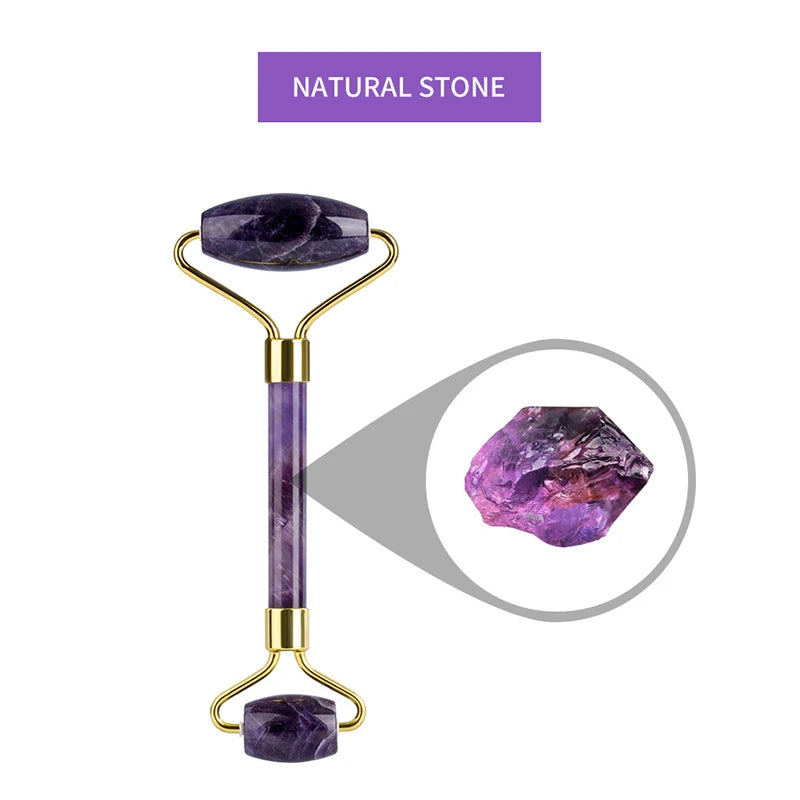 Natural Amethyst Jade Roller & Gua Sha Set