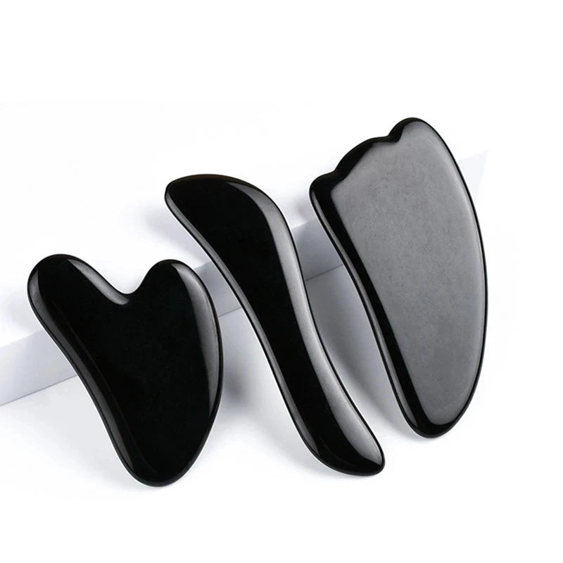 3PCS Black Obsidian Gua Sha & Jade Roller Set