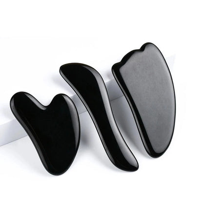 3PCS Black Obsidian Gua Sha & Jade Roller Set