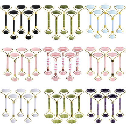 5PCS Natural Jade & Quartz Facial Roller Set